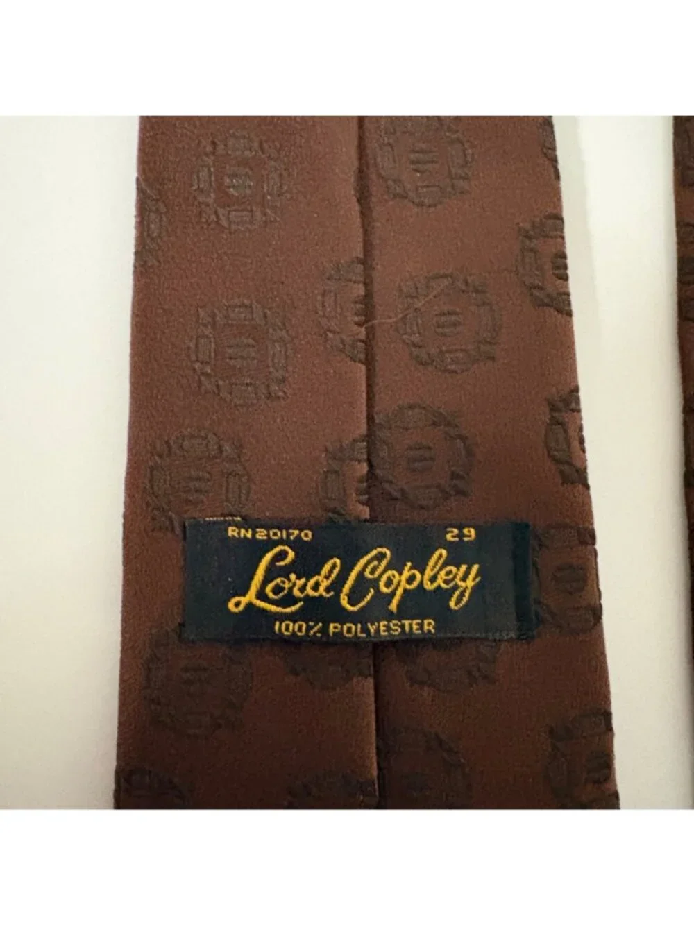 Lord Copley Polyester Brown Tie Geometric Mens Necktie Office Work Gift Vintage